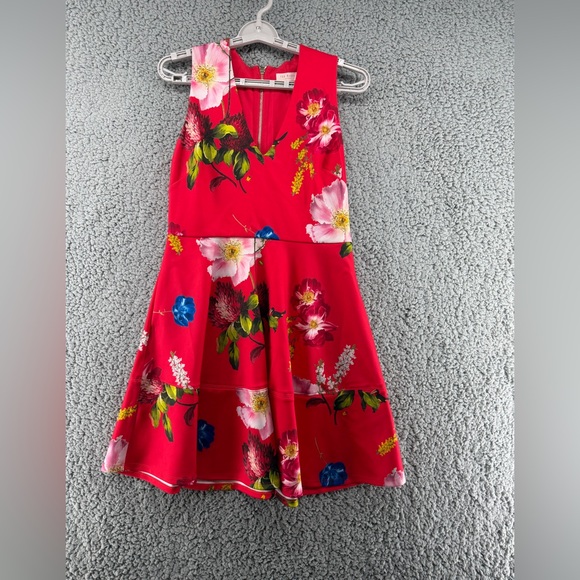 Ted Baker Red Floral Mini Dress Kinle - Picture 10 of 16